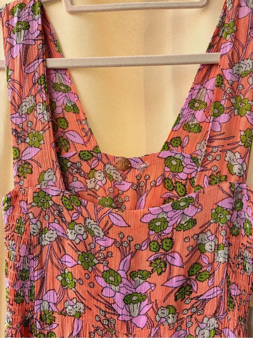 NWT Free People FP One Aloha One Piece Printed Wide Leg Jumpsuit Coral XS